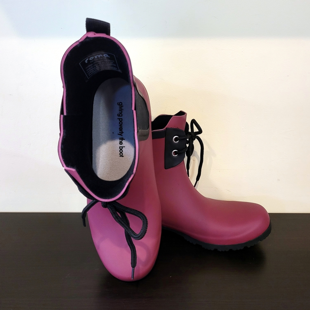Roma Lace Maroon Ankle Rain Boots